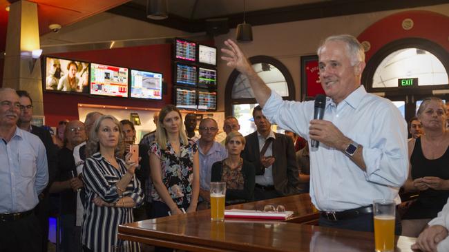 Malcolm Turnbull answers questions at Torrensville’s Royal Hotel in Adelaide last week. Pic: AAP