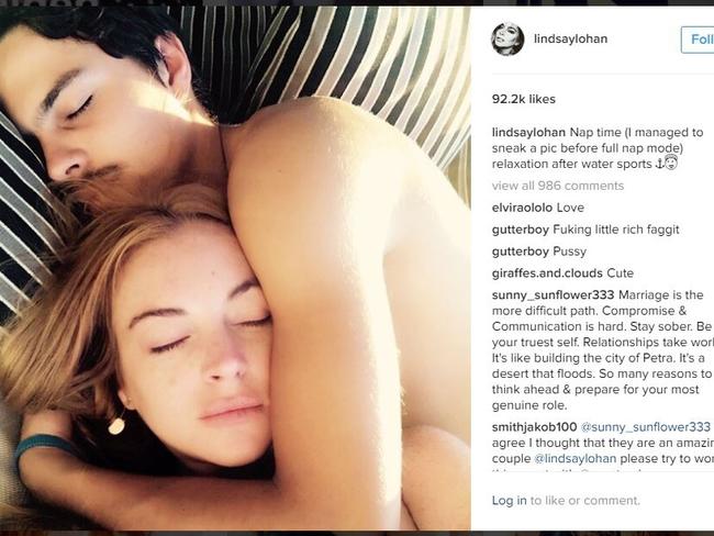 Egor Tarabasov and Lindsay Lohan have been feuding. Picture: Instagram/Lindsay Lohan