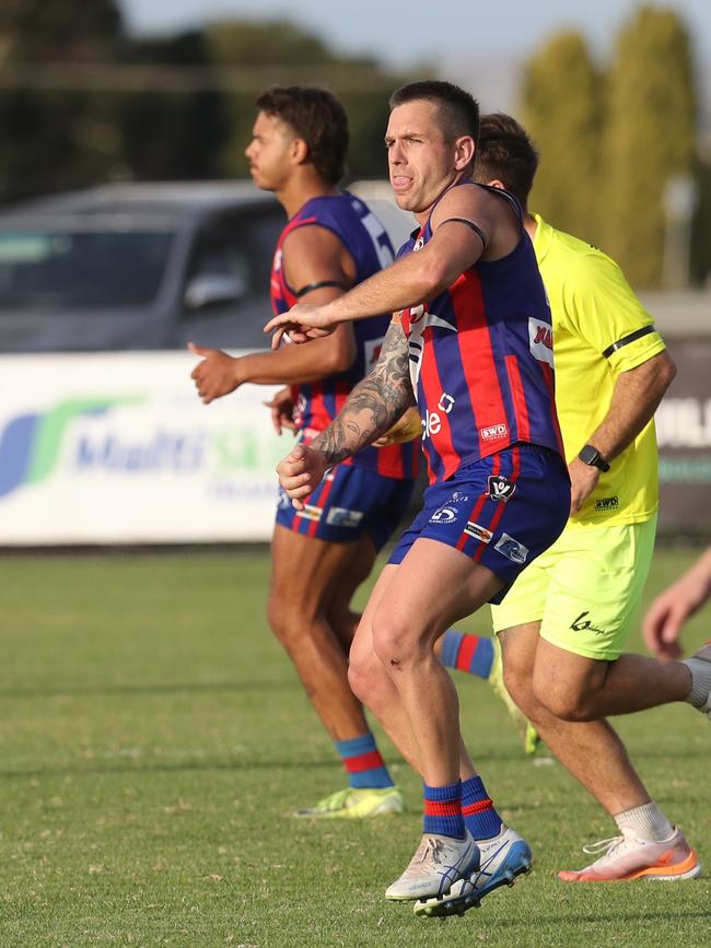 Bell Post Hill's no.16 celebrates a goal. GDFNL - Bell Post Hill v Thomson. Picture: Alan Barber