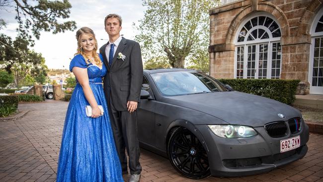 Christina-Marie Fletcher and Michael Donahoe arrived in style to the Darling Downs Christian School formal at Gip’s restaurant on Wednesday night.