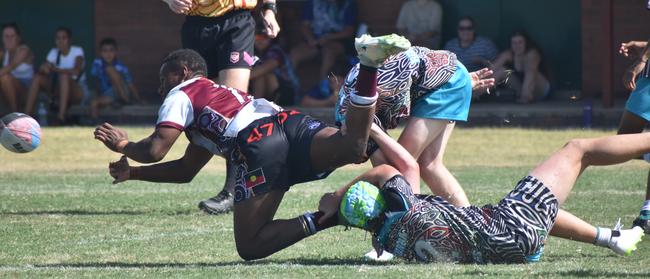 Warba Wangarunya Rugby League Carnival, under-17 boys, Yunba Buddas versus Gracemere Goannas, Saleyards Park, Rockhampton, January 19, 2024.