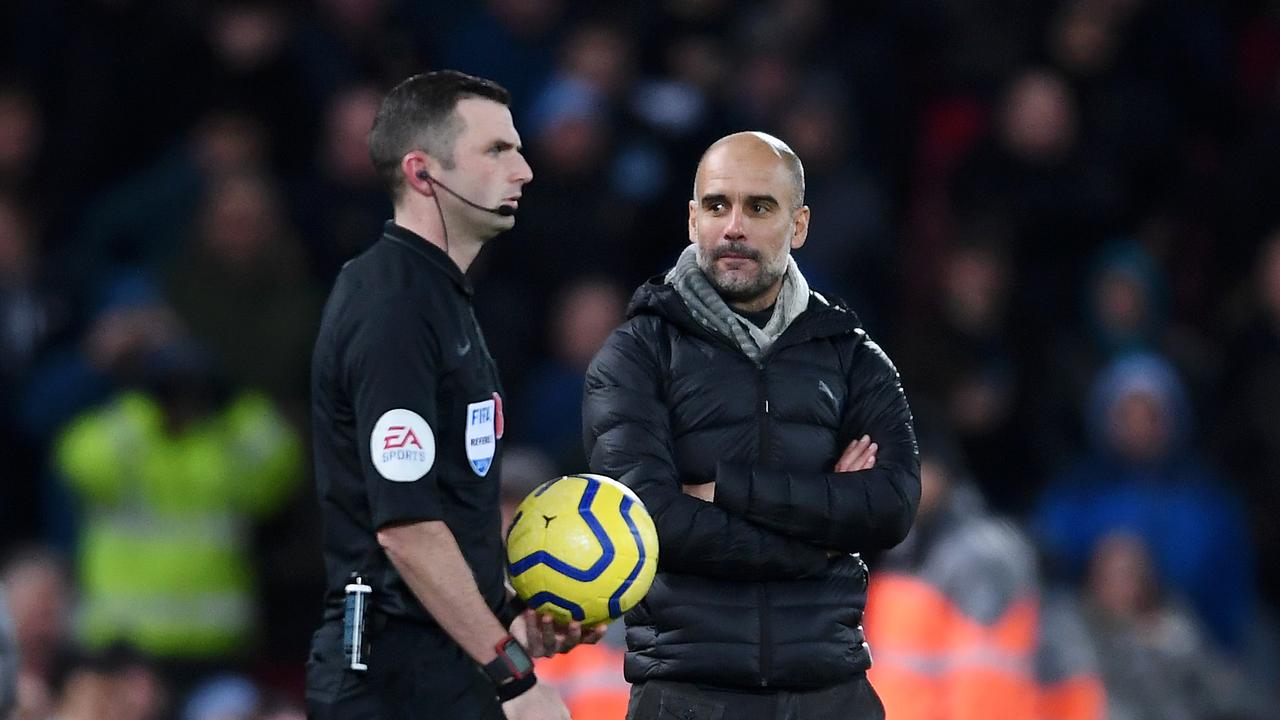 Manchester City boss Pep Guardiola (R) was far from happy at the video assistant refereeing as his side lost to Liverpool on the weekend.