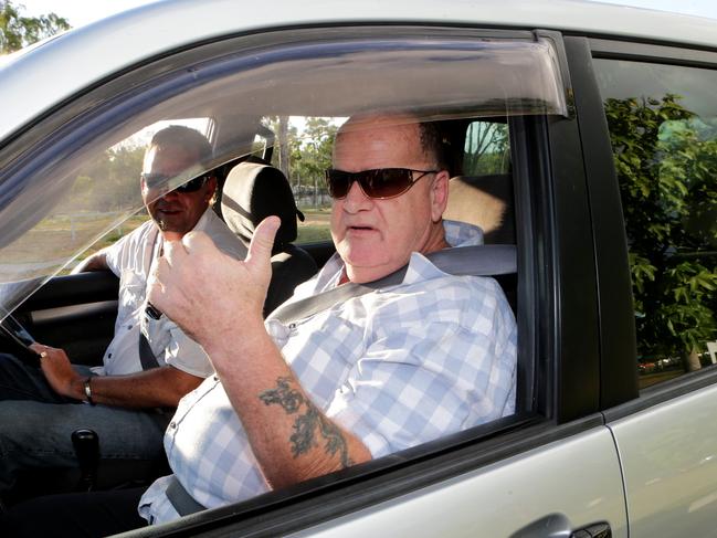 Yandina Five member Paul Lansdowne celebrates being released from jail. Photo: Darren England