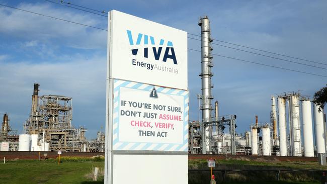 The Viva Energy oil refinery at Geelong. Picture: Alison Wynd