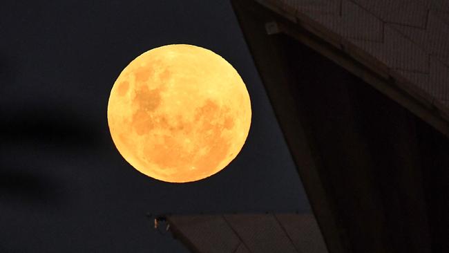 The moon shines bright in the Sydney sky. Picture: AFP
