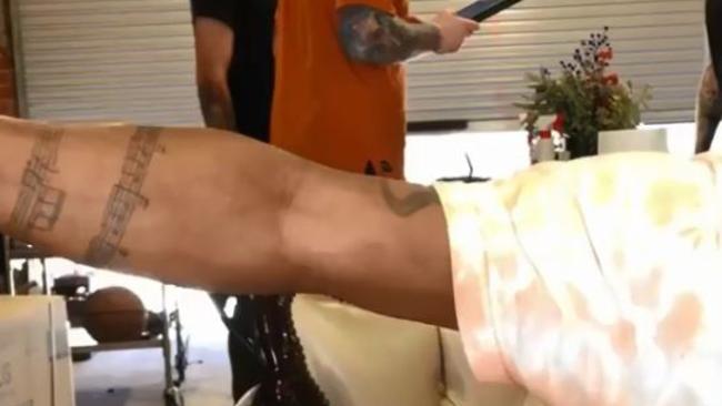 US rapper Coolio got a tattoo of the music for his hit Gangsta's Paradise from @tat2beny at Oculus Tattoo in Melbourne last month. Picture: Instagram.