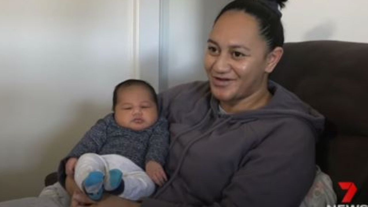 Mum Ana Puleiku, from Victoria, described him as her ‘12 pound blessing’. Picture: 7 News