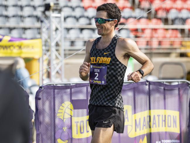 Ben Maccronan places third in the Toowoomba Marathon, Sunday, May 5, 2024. Picture: Kevin Farmer