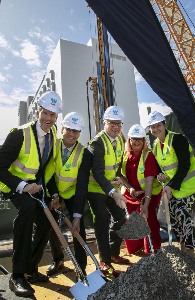 Left to right: SunCentral Maroochydore Chairman Morgan Parker, Walker Chief Executive Officer David Gallant, Sunshine Coast Council Mayor Mark Jamieson, SunCentral Maroochydore Chief Executive Officer Amanda Yeates and Sunshine Coast Council Chief Executive Officer Emma Thomas. Picture: contributed