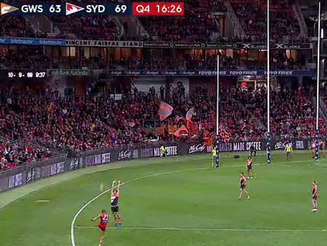 Lance Franklin’s big goal from 60m in Round 17.