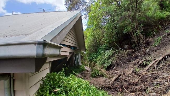 Owner of the McCrae home, Nick Moran, posted to LinkedIn that his wife and daughter narrowly escaped injury in a similar landslip at the property a week ago. Picture: LinkedIn