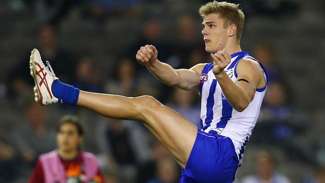 Mason Wood kicked a few goals in his AFL debut. Picture: Michael Klein