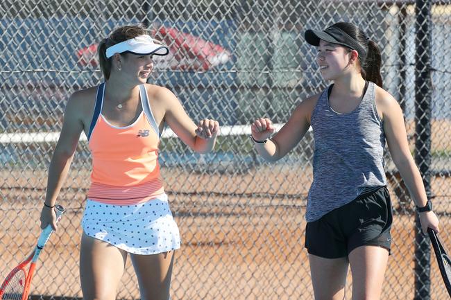 Action from the International Tennis Federation junior tournament at KDV on the Gold Coast. Picture: Tertius Pickard