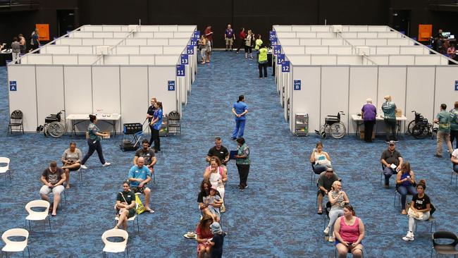 The mass vaccination hub set up in the Cairns Convention Centre. Picture: Brendan Radke