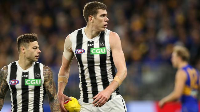 Collingwood beanpole Mason Cox is going nowhere. Picture: Getty Images