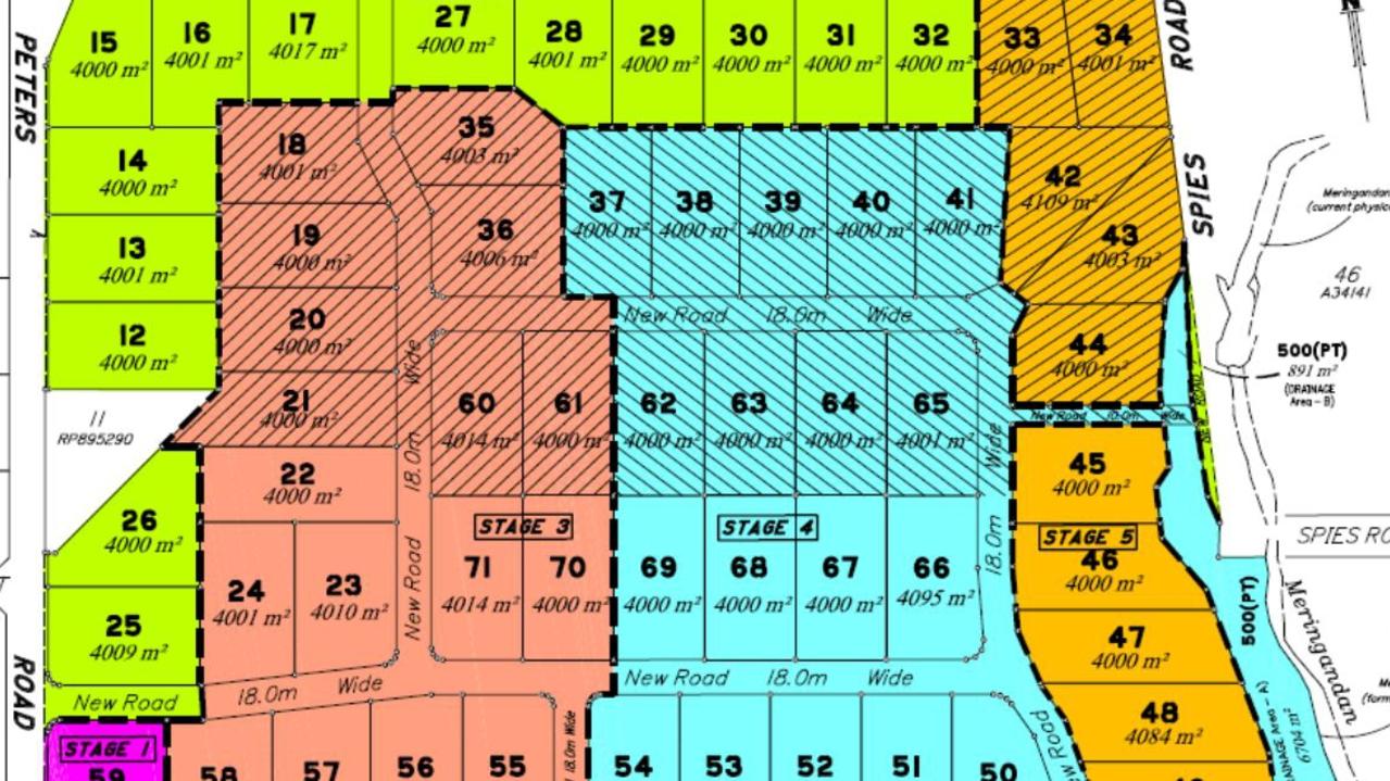A planned subdivision along Willis Rd at Meringandan West, which was approved by the Toowoomba Regional Council.