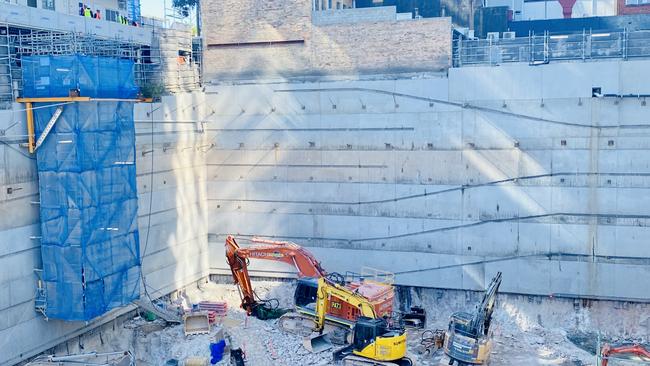 Frasers Property Australia has commenced the next phase of construction of the 25-storey Brunswick &amp; Co, Build-to-Rent development in Fortitude Valley, Brisbane after commemorating "bottoming out" at 20m below ground level this week. Picture: Sophie Foster