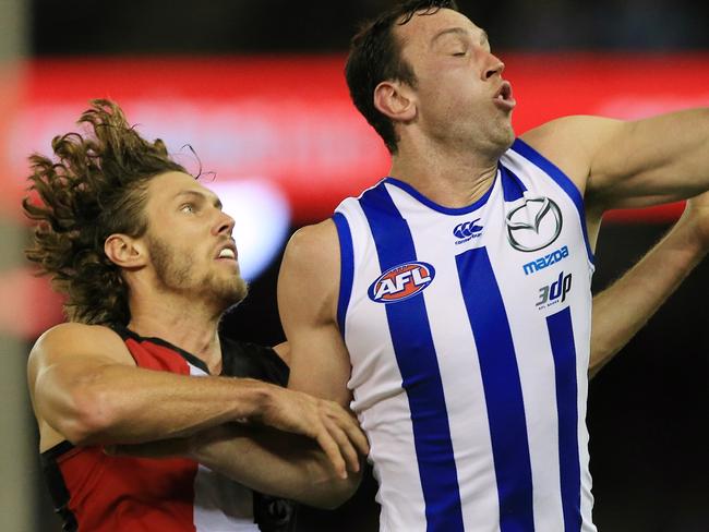 AFL: Round 7 St Kilda v North Melbourne Todd Goldstein & Tom Hickey Picture:Wayne Ludbey