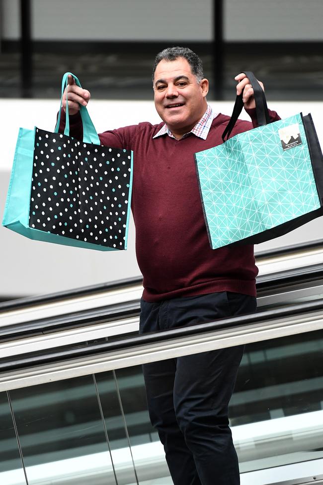 Rugby league legend Mal Meninga is the National Retail Association's plastic bag ban ambassador. Picture: Dan Peled/AAP