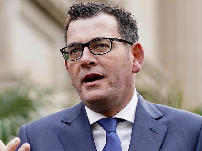 Victorian Premier Daniel Andrews speaks to the media alongside Attorney General Martin Pakula during a press conference at Parliament House, in Melbourne, Wednesday, June 20, 2018. (AAP Image/Alex Murray) NO ARCHIVING