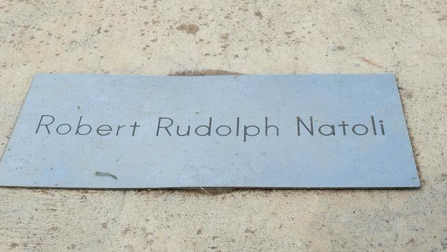 The plaque at Geelong Eastern cemetery of Robert Natoli. Picture: Mark Wilson