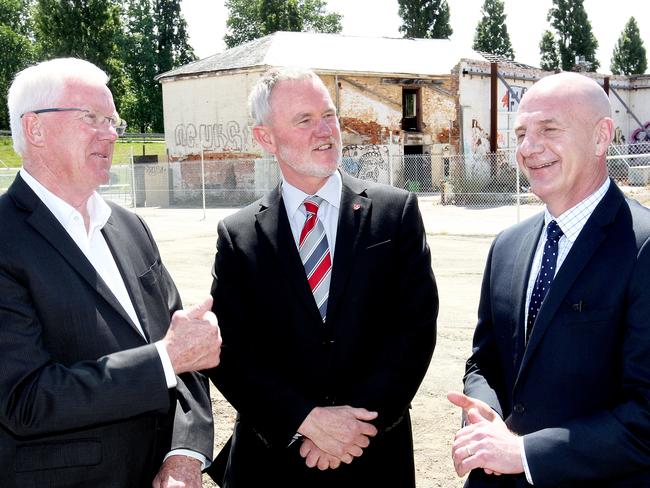 A deal between Launceston entrepreneur Errol Stewart, Launceston Mayor Albert van Zetten and Treasurer Peter Gutwein will enable the redevelopment of the CH Smith site which has been derelict for two decades.