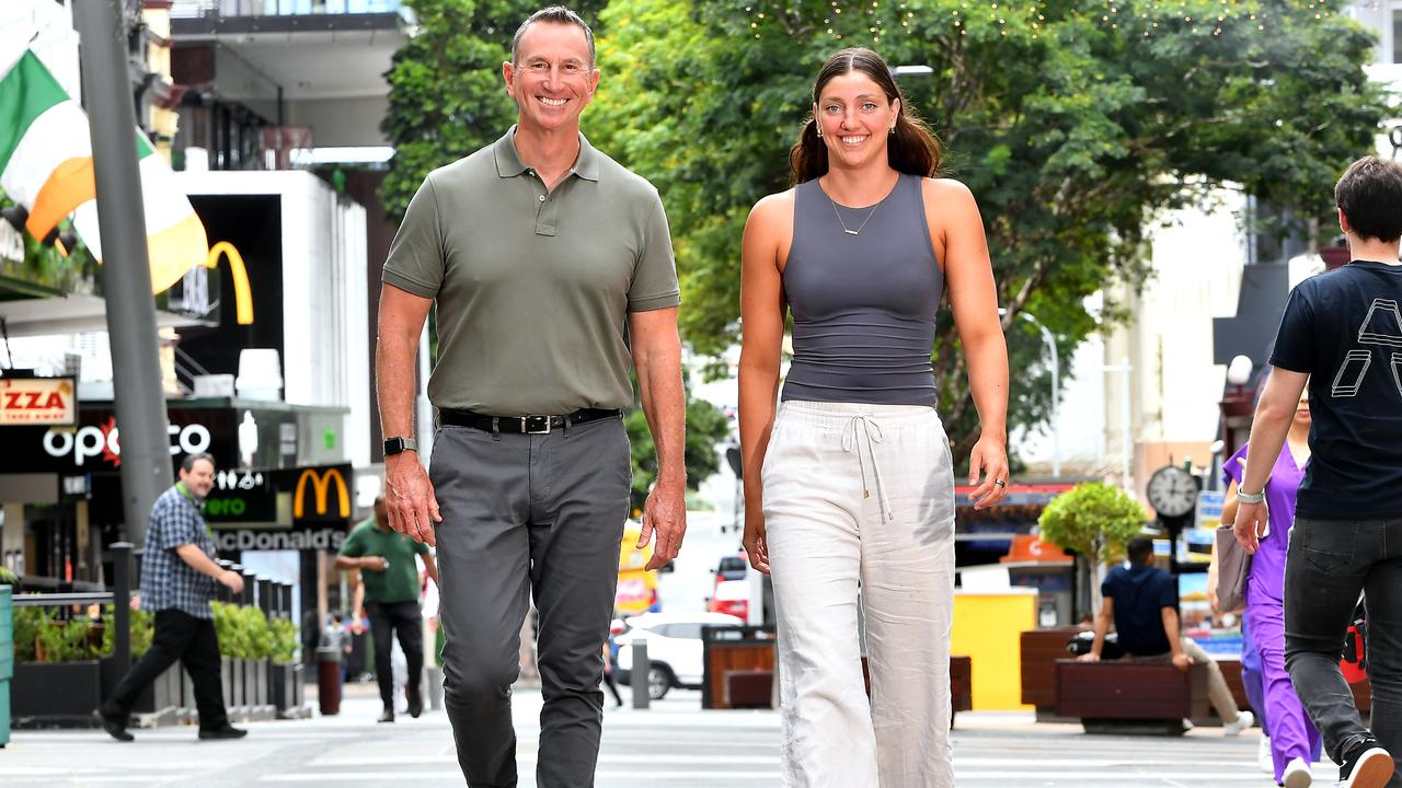 Duncan Armstrong OAM (Olympic Gold Medallist &amp; Broadcaster, Host) and Meg Harris (Swimming, Olympic Gold Medallist.) Picture: John Gass