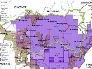 Current petroleum titles and applications in the Lismore state electorate. Picture: NSW Farmers Association