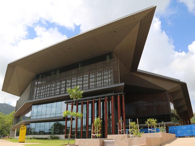 Locally manufactured glulam timber is used to form JCU’s Engineering and Innovation Place (EIP) facade system, which not only provides complete cyclone debris impact resistance but achieves both abundant day lighting and transparency and thermal performance standards well beyond standard market systems – a world first for the tropics. The EIP’s atrium can also be naturally ventilated, use tempered air or a blend, acting as an intermediate cooling zone from the exterior to the interior. Picture: Supplied