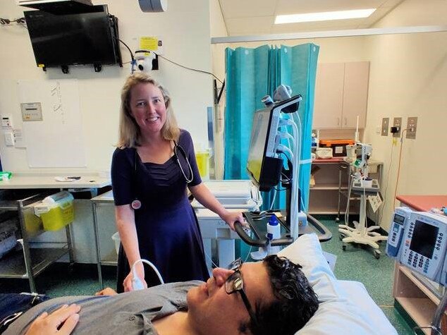 Dr Emily Moody uses the new ultrasound facility to treat patients at Laidley Hospital. Copyright: West Moreton Health.