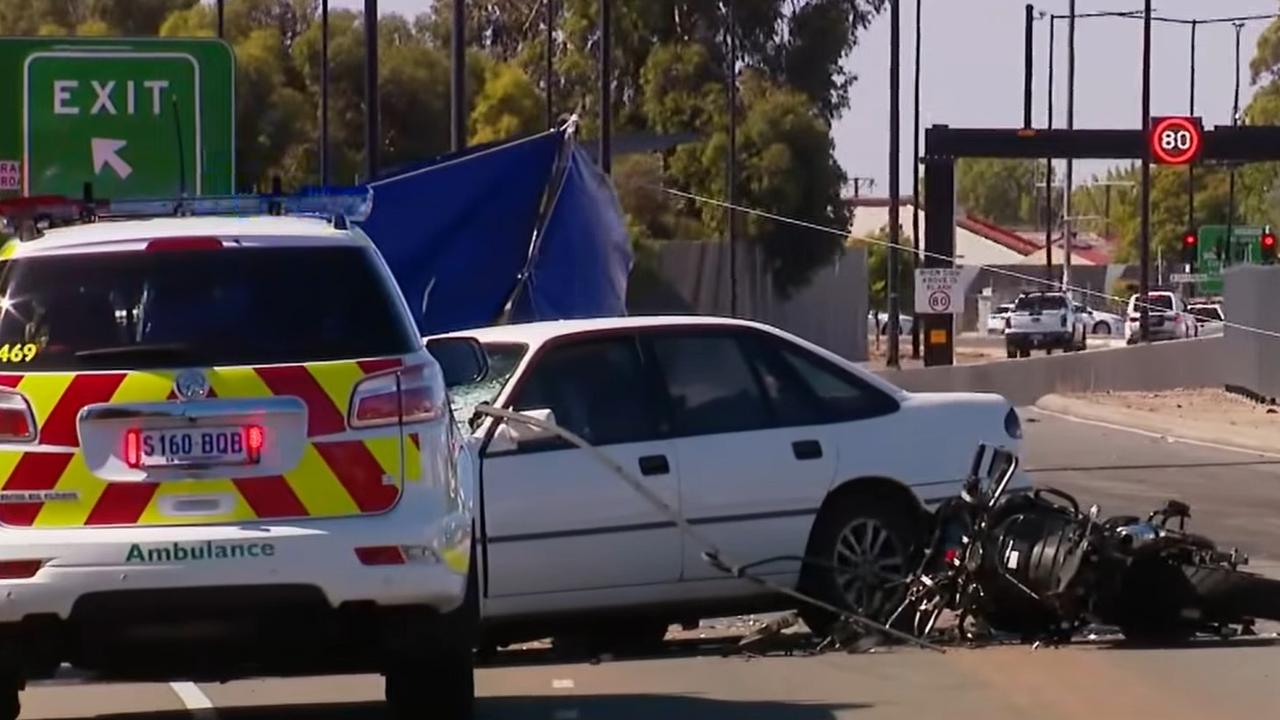 Caption: Emergency services at scene of crash on South Rd, Hindmarsh on Tuesday January 7. Picture: 9News