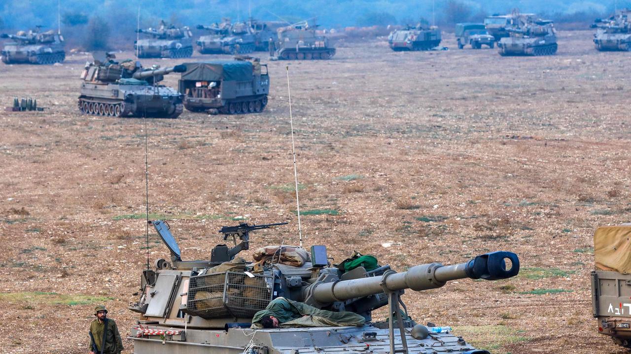 Israeli military vehicles. Picture: Jalaa Marey/AFP