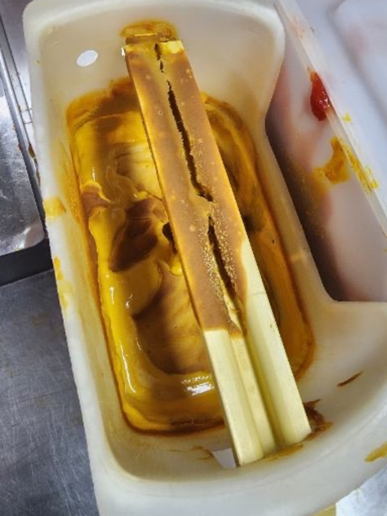 A McDonald’s West Lakes staff member leaked photos to The Advertiser purportedly showing mold build-up in the soft serve machine. Picture: Supplied