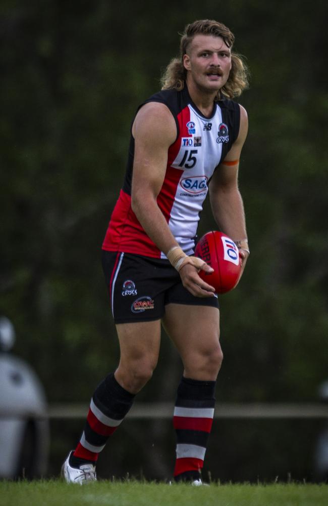 Wyatt Ryan playing for Southern Districts in the 2024-25 NTFL season. Picture: Patch Clapp / AFLNT Media