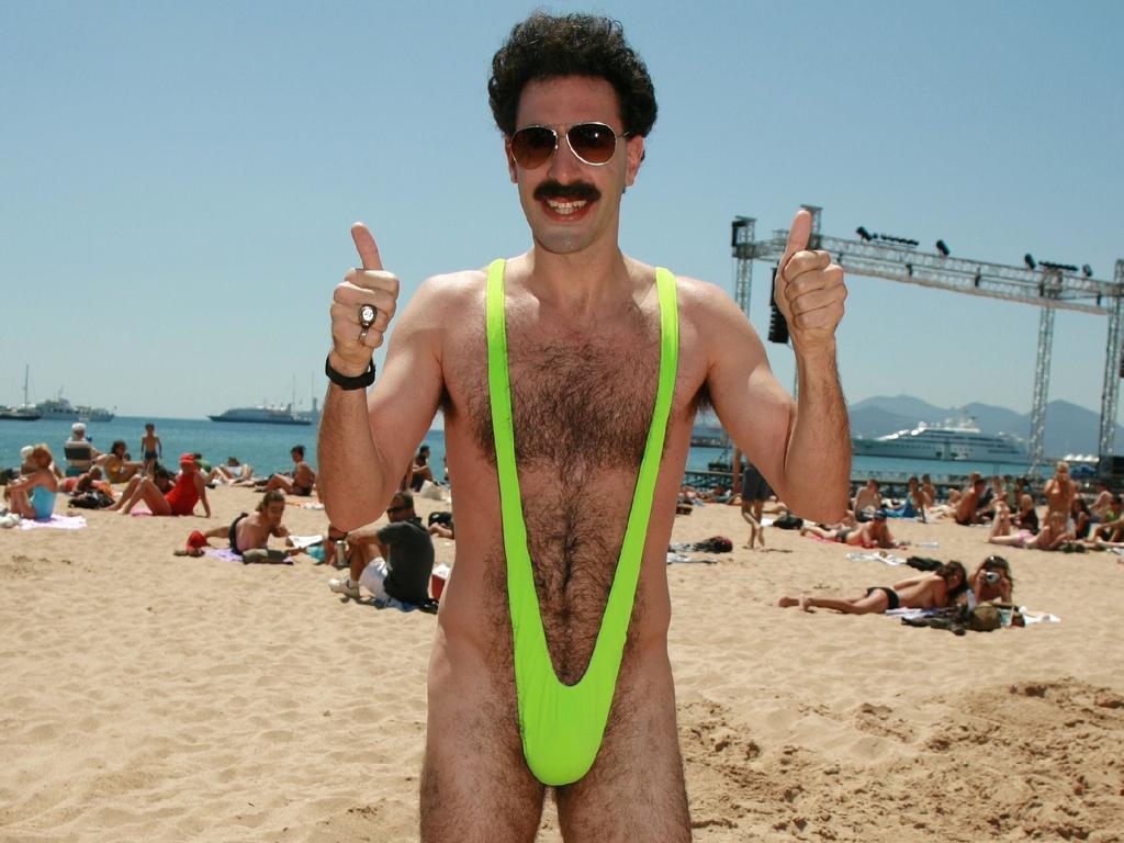 Actor Sacha Baron Cohen in scene from film 'Borat: Cultural Learnings of America for Make Benefit Glorious Nation of Kazakhstan'. Mankini. Picture: Supplied / Ben Mceachen