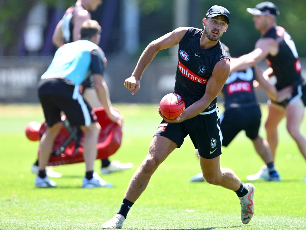 Harry Perryman in action at Collingwood training. Picture: Quinn Rooney/Getty Images