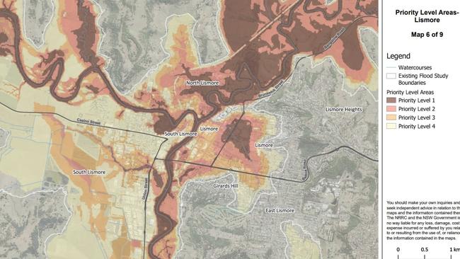 Priority buyback areas for Lismore. Photo: NRRC.