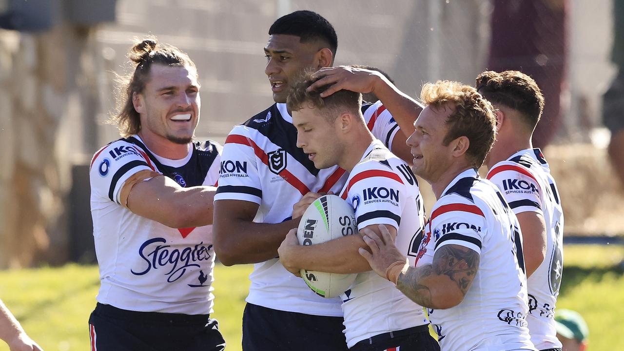 Sam Walker looked good in his first trial for the Roosters, scoring a try against the Raiders. Picture: Getty Images.