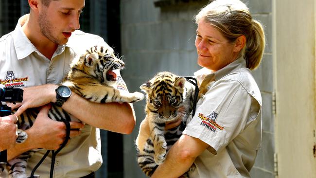 Melissa Reynolds (right) recovering in hospital following attack by tiger at Dreamworld on Monday morning. Picture: David Clark