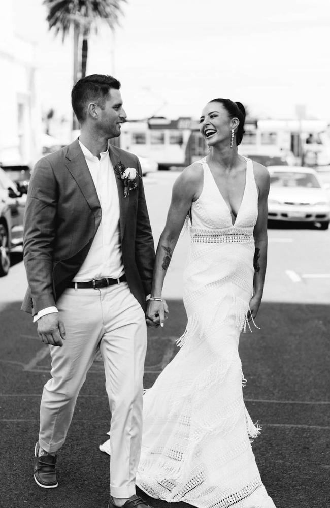 Sharni Layton and Luke Norder on their wedding day. Picture: Instagram