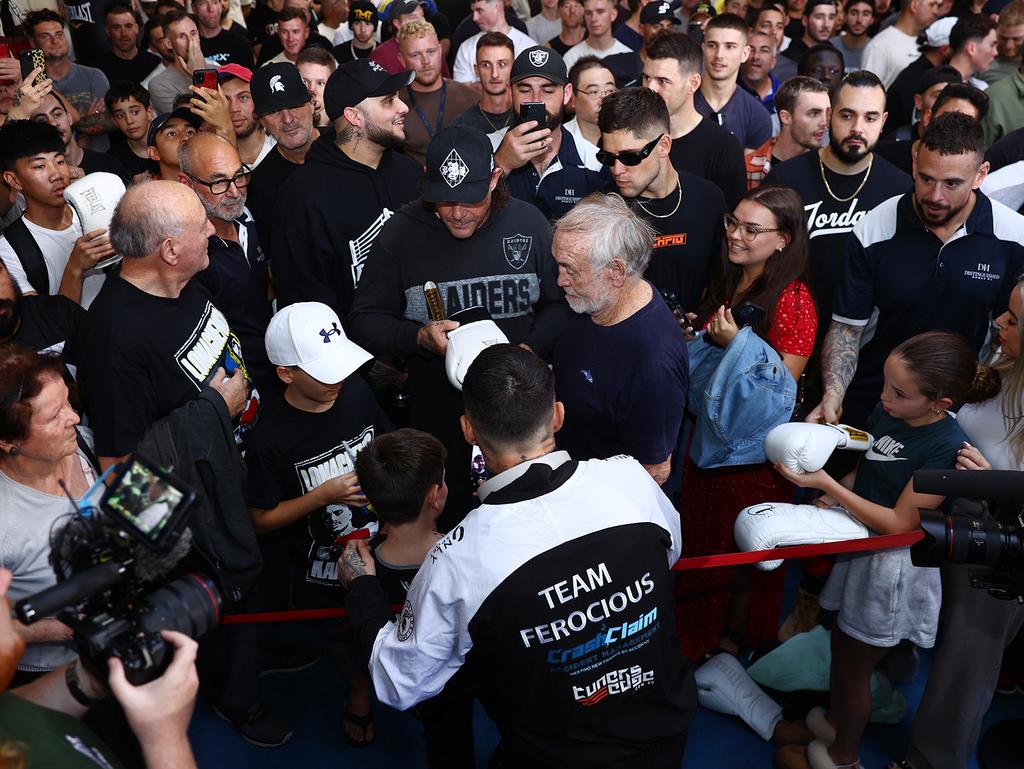 George Kambosos greets fans at Friday's open workouts. Picture: Top Rank/Mikey Williams