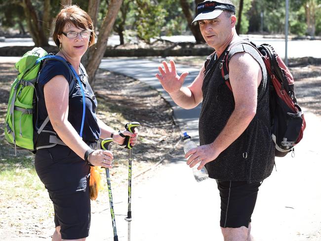 Two walkers defy the ban. Picture: Lawrence Pinder