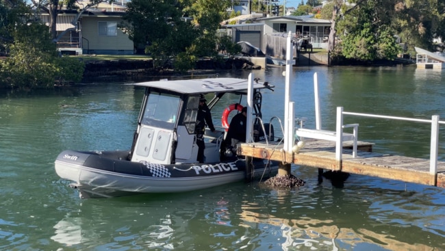 Police at Biggera Creek during the search effort. Picture: Charlton Hart