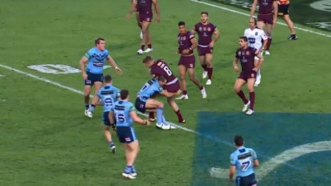 Boyd Corner was kncoked senseless during this tackle on Dylan Napa.