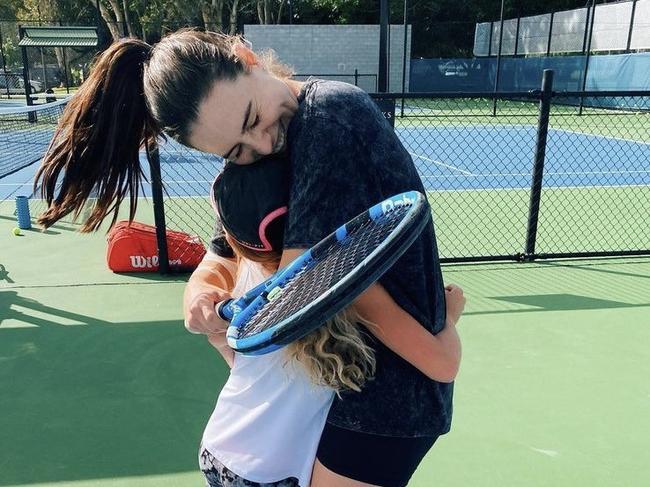 Pro tennis player Kimberley Birrell always gives back to junior players when she returns home. Picture: Supplied