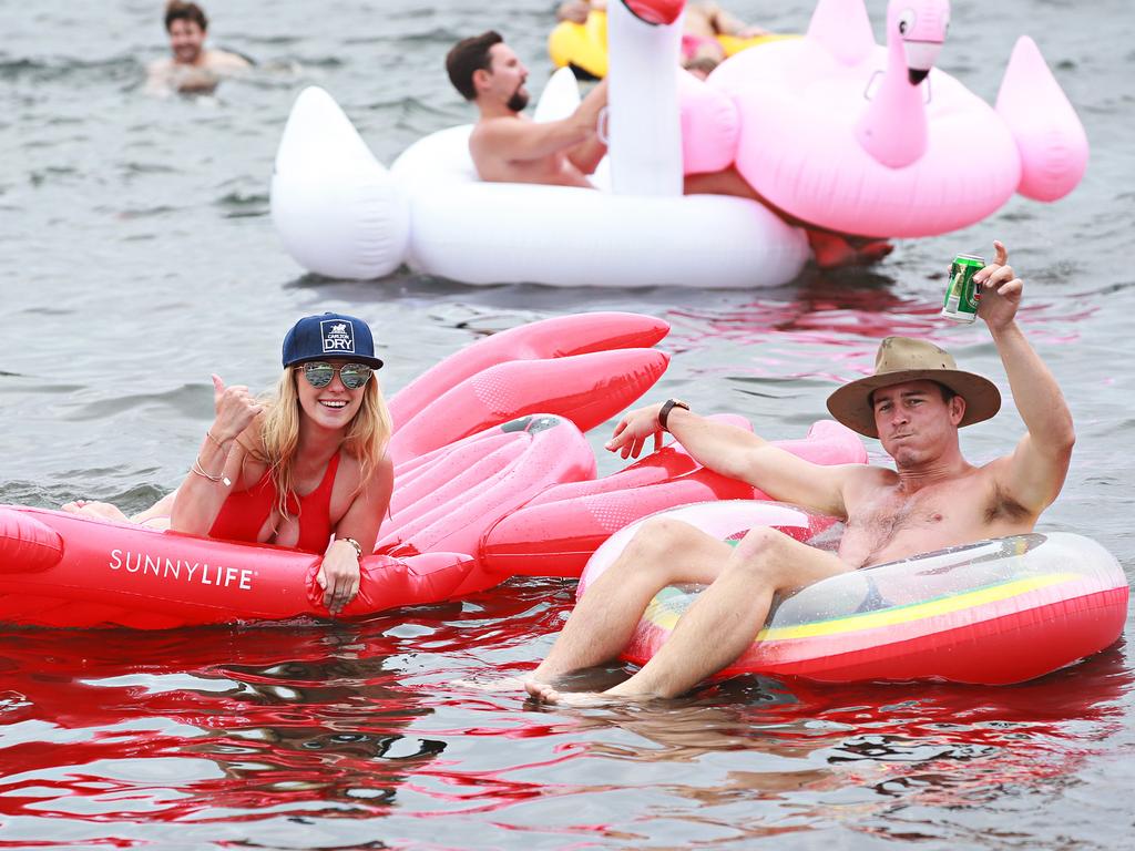 Large group of Australia day revelers party at Fairlight beach after the event was organized on Facebook. Picture: Adam Yip