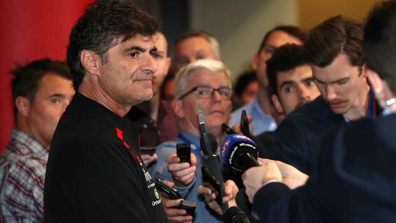 Last day of the AFL Trade Period at Marvel Stadium.  Adrian Dodoro, Essendons list manager, speaks to the media after the conclusion of the 2019 AFL trade period    .Picture: Michael Klein.