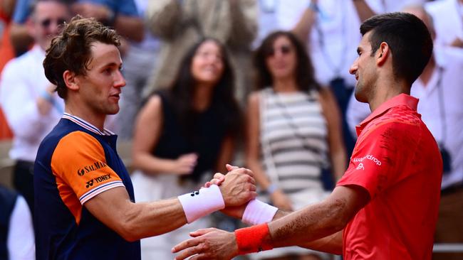 Norway's Casper Ruud made a bright start but was no match for Djokovic. Picture: Emmanuel DUNAND / AFP