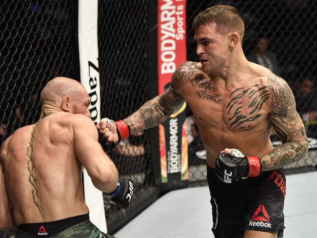Dustin Poirier stopped Conor McGregor twice during his UFC career. Picture: Jeff Bottari/Zuffa LLC via Getty Images