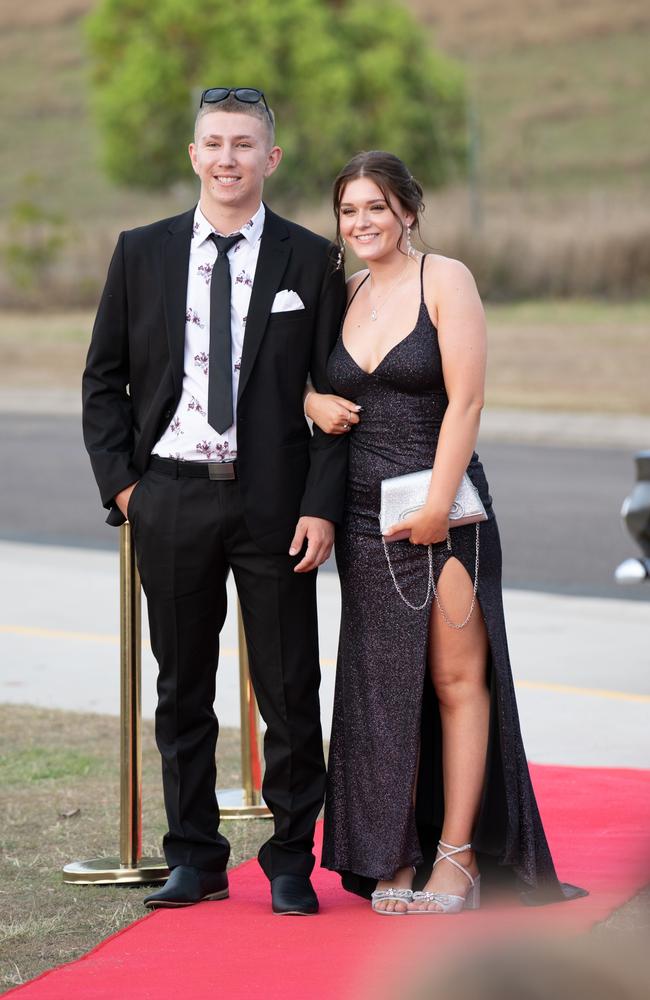 Lacey Austin and Tyler Paull of Cooloola Christian College graduating class 2023 arrive at their formal. October 5, 2023. Picture: Christine Schindler